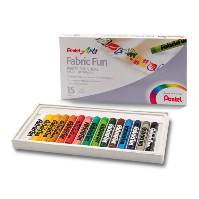 Pentel PTS-15 Arts Fabric Fun Pastel Dye Sticks - Pack of 15