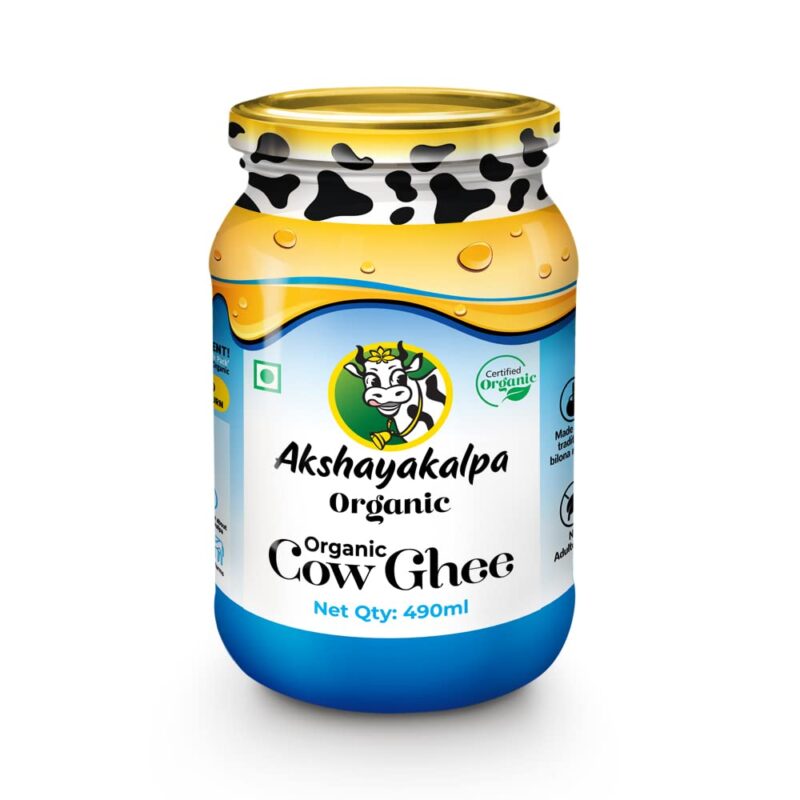 Akshayakalpa Organic Cow Ghee – 490 ml - Pure organic ghee, traditionally-churned, chemical-free, granular ghee, nutritious by nature