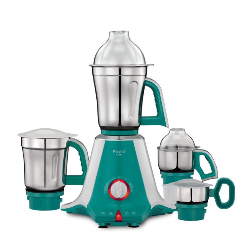 Preethi Aries Mixer Grinder for Kitchen | Vega W5 750 Watt Mixie,4 Jars | 5yr Motor Warranty & Lifelong Free Service | Green (MG 216)