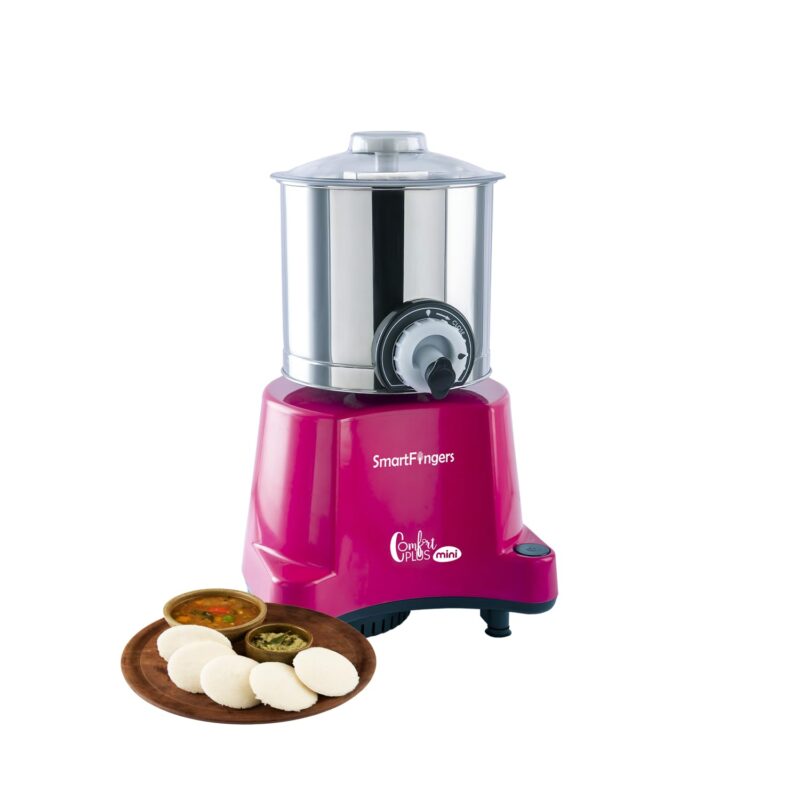 SmartFingers Comfort Plus Mini Table Top Wet Grinder 230V 50hz, 1.25 Liter, Pink