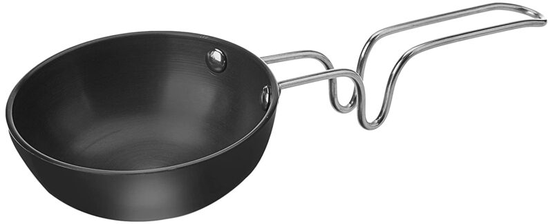 Cook Hard Anodized Tadka Pan, 12 cm, Dark Grey | Vaghar Pan | Chounk Pan | Baghar Pan | Flame Safe | Gas Stove Safe | Stainless Steel Wired Handle | Scratch Resistant - Image 3
