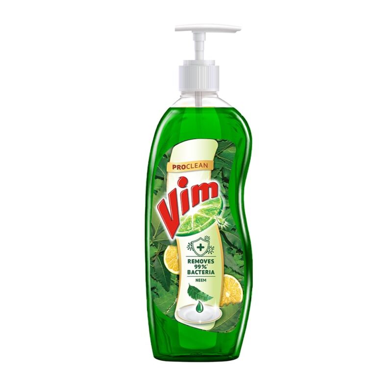 Vim ProClean Dishwash Liquid Gel with Neem, Removes 99%* Backeteria, Removes tough grease and odours, 750ml