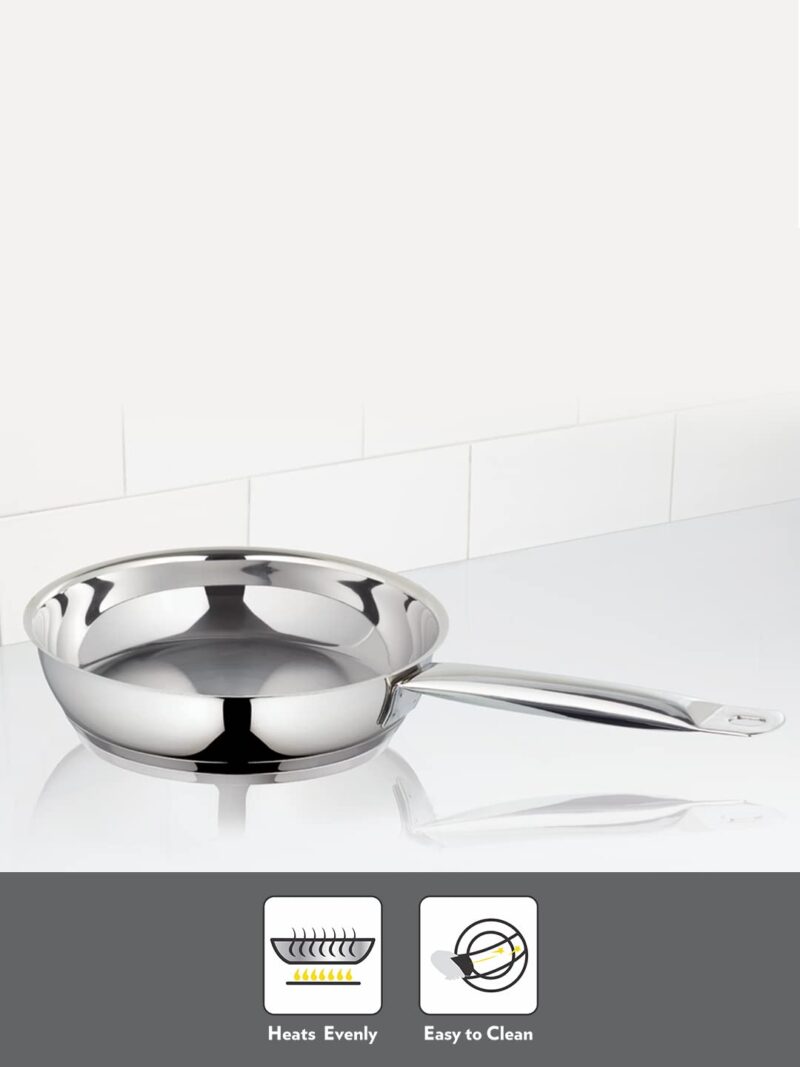 Borosil Cookfresh Stainless Steel Frying Pan 2.2 L (24 cm) | Impact Bonded Tri-ply Bottom | Gas Stove, Induction, Hot Plate Friendly | Uniform Heating, Cooltouch Handle | Skillet Fry Pan - Image 8