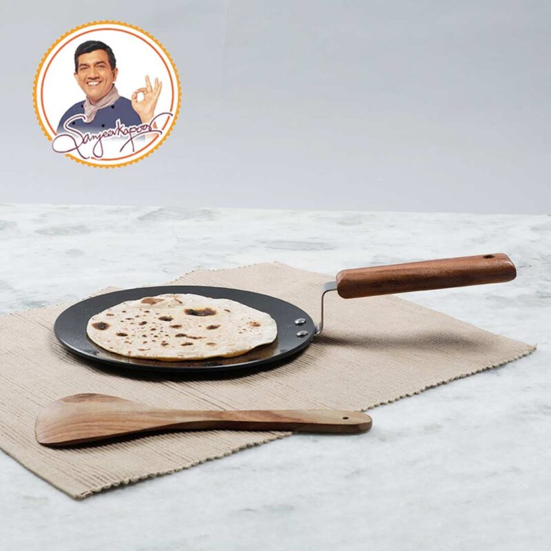 Ebony 22 cm Roti Tawa | Induction Bottom | Wooden Handle | Hard Anodized Aluminium | Non-Stick Tawa | 4.06 mm | 5 Years Warranty | Black - Image 4