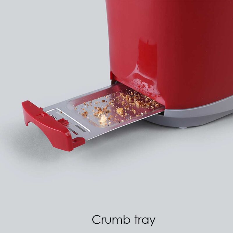 Crimson Edge Slice Toaster with Defrost, Reheat & Cancel Function | 800 Watt | 2 Bread Slice Automatic Pop-up Electric Toaster | 7- Level Browning Controls | Auto Shut Off | Mid Cycle Cancel Feature | Removable Tray | Easy to Clean | Red | 2 Year Warranty - Image 4