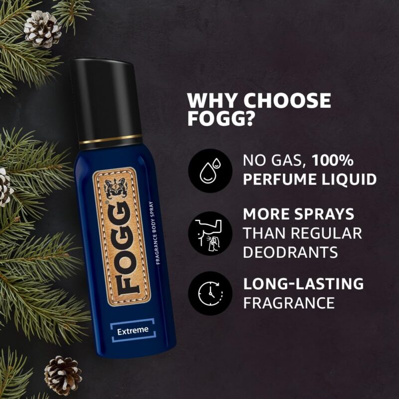 4x Fogg Fantastic Extreme No Gas Deodorant for Men, Long Lasting Perfume Body Spray, 150 ml each - Pack of 4 - Image 7