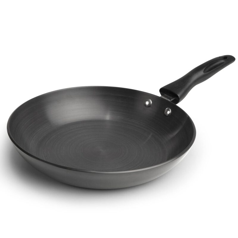 AGARO Elite Hard Anodised Tapper Frying Pan, 1.5L Capacity, 24 cm Diameter, Gas Oven Compatible, 3 mm Thick Plate, Riveted Handle, Frying, Cooking, Serving, Black