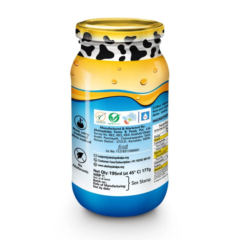 Akshayakalpa Organic Cow Ghee -195 ml – Pure organic ghee, traditionally-churned, chemical-free, granular ghee, nutritious by nature - Image 11
