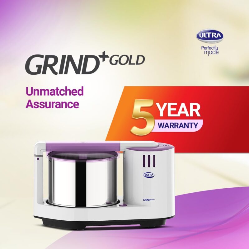 Elgi Ultra Grind+ Gold Table Top Wet Grinder, 2L (White/ Purple) - Image 2