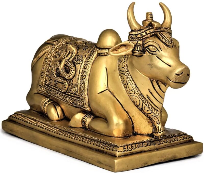 Brass Mart Astadhatu Brass Nandi Bull Idol for Home Temple/Decorative Brisabh Nandi Idol for Puja/Shiv Nandi Puja Idol (4 Cm, Gold), Idol - Image 4