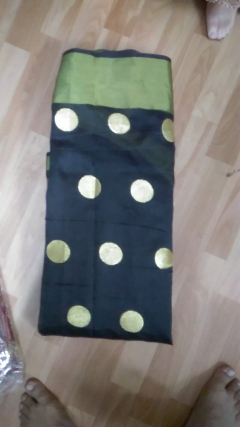 Birami Ethnics Women's Poly Cotton Saree with Blouse Piece, Free Size (Bf134_Black) - Image 2