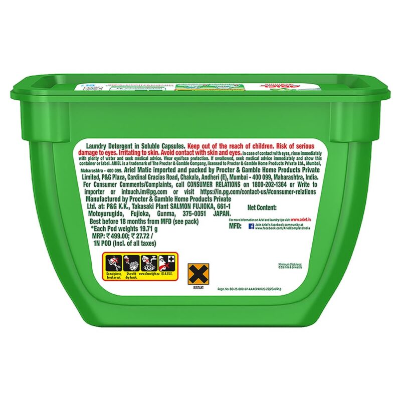 Ariel Matic 4in1 PODs Detergent Pack 18 ct -for Top & Front load washing machine only - Image 7