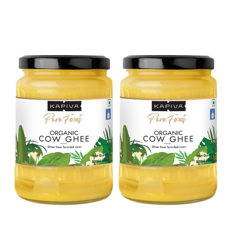 Kapiva 100% Organic Ghee - Good Fats For Healthy Heart, Keto Diet Friendly, 500 Ml - Super Save Pack Of 2