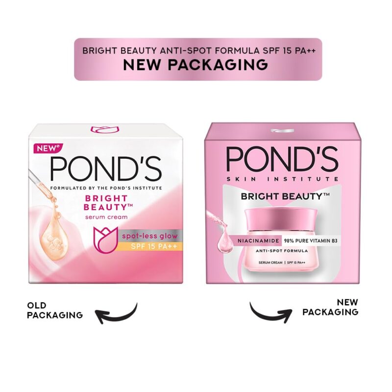 4x Pond's Bright Beauty Anti-Spot Serum Cream with Niacinamide and SPF 15 PA++, Fades Dark Spots and Reveals Bright Skin, 50g each - Pack of 4 - Image 8