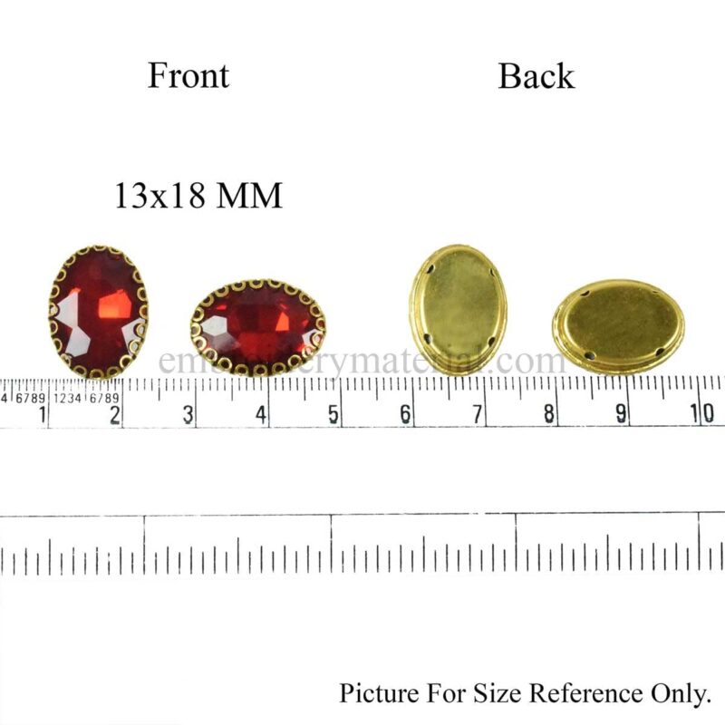 EmbroideryMaterial Oval Shape Sew on Glass Crystal Stone, Glass Gem Stone for Embroidery, Clothes, Craft, Jewellery Making etc, Flat Back Setting (13 * 18 MM, 11 Pieces, 1Pc/Color) - Image 2