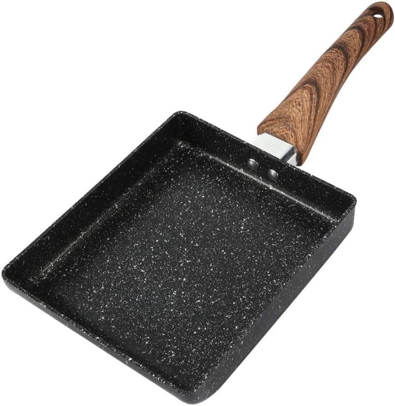 HARI® Omelette Pan, 7.3" X 6” Nonstick Egg Pan Rectangle Egg Frying Pan Japanese Egg Pan Cast Iron Egg Pan Skillet Crepe Pan Mini Frying Pan, Black