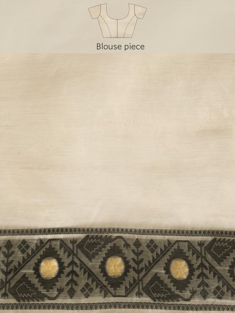 Enthone Women's Pure Cotton Jamdani Saree (Black) - Image 2