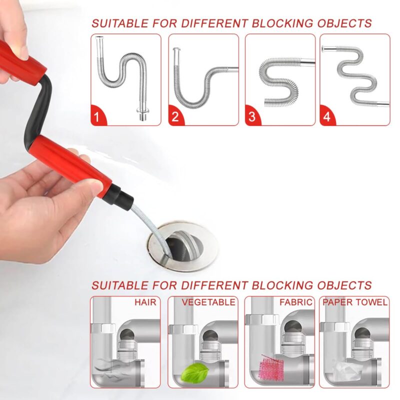 B.K.Jagan and Co Metal Sink & Drain Cleaner Spring Wire Sink Cleaner Snake Unblocker Hair Drain Cleaner 5 Mtr. Length - Image 4