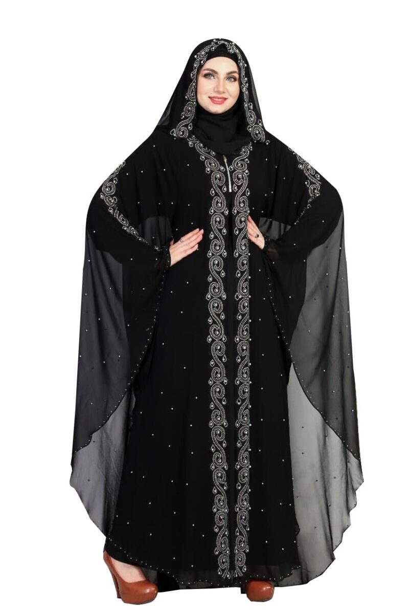 Arabian White Stone Burqa Free Size (Fits Up to 60kg Body Weight) - Modest Wear