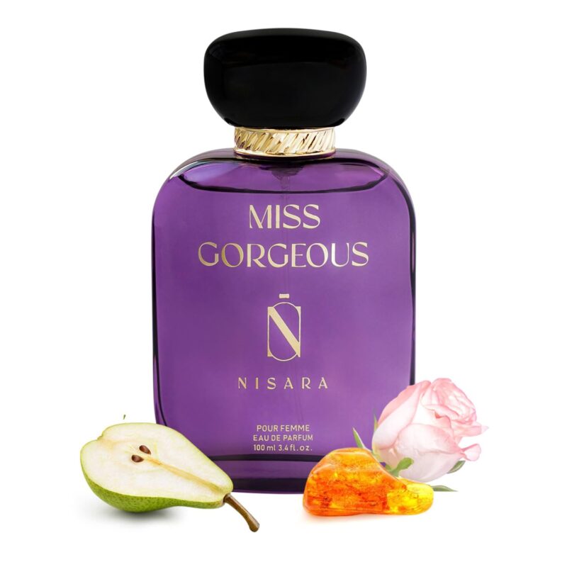 Nisara Miss Gorgeous Perfume For Women 100 ml | Long Lasting Eau De Parfum | Floral-Fruity-Green Fragrance | With Pear,Bergamot,Rose,Cedarwood,Musk,Amber,Vanilla | EDP Scent spray for Women | Premium Perfume For Her