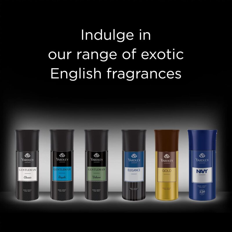 4x Yardley London Gentleman Classic Body Spray for Men| Fresh Woody Fougère Notes | Masculine Fragrance | Body Deodorant for Men | 150ml each - Pack of 4 - Image 2