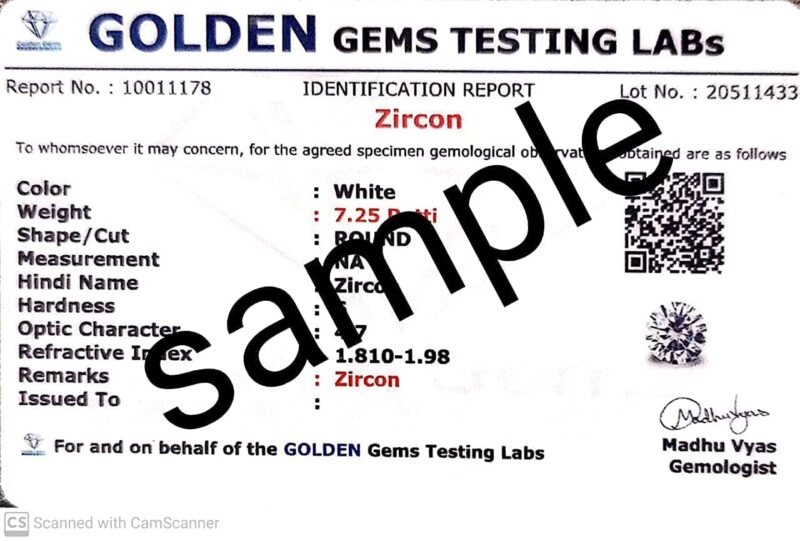 Akshita gems 10 Ratti / 9.50 Carat Natural Zircon Gemstone Lab Certified American Diamond Loose Stone - Image 2