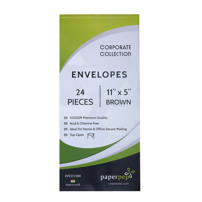 Paper Pep Business Envelope 120GSM Kraft 11"X5" Pack of 48 for Cheques Courier, Document Mailing, Professional & Personal Correspondance