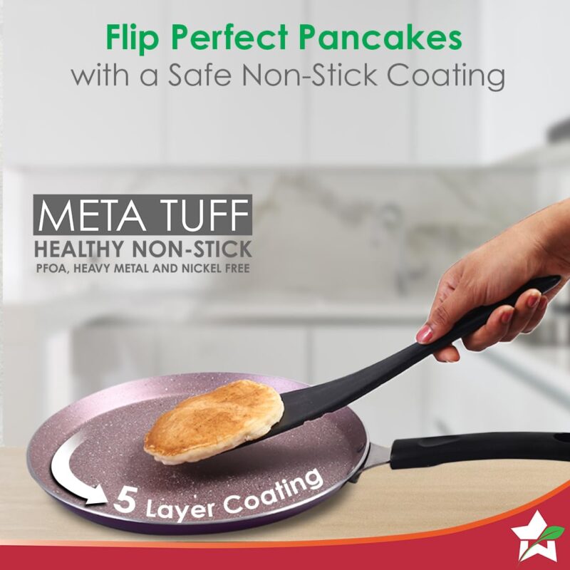 Wonderchef Valencia Non-Stick 28 Cm Dosa Tawa | Cool Touch Bakelite Handle | Pure Grade Aluminium| PFOA Free| 1 Year Warranty | Purple - Image 6