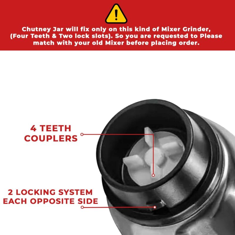 AADHIK Mixer Jar 400 ml Chutney Jar, Quality Stainless Steel Blades, Suitable for All mixer Grinder With 4 Teeth Lock- Pack Of 1 - Image 6