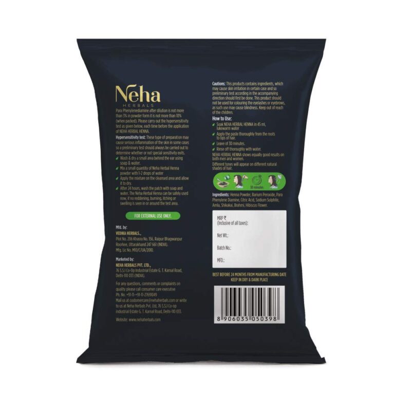 10x Neha Herbals Henna Colour - Black (Pack of 10) - Image 6