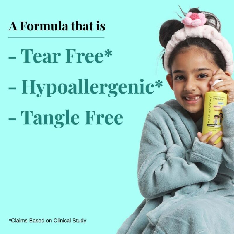 Bare Anatomy Junior Gentle Cleansing Shampoo For Kids from 5-12 Years | Tear-Free & Hypoallergenic pH 5.5 | Coconut Milk Protein, Almond Oil, Vitamin E & Strawberry | SLS & Paraben Free | Vegan -250ml - Image 7