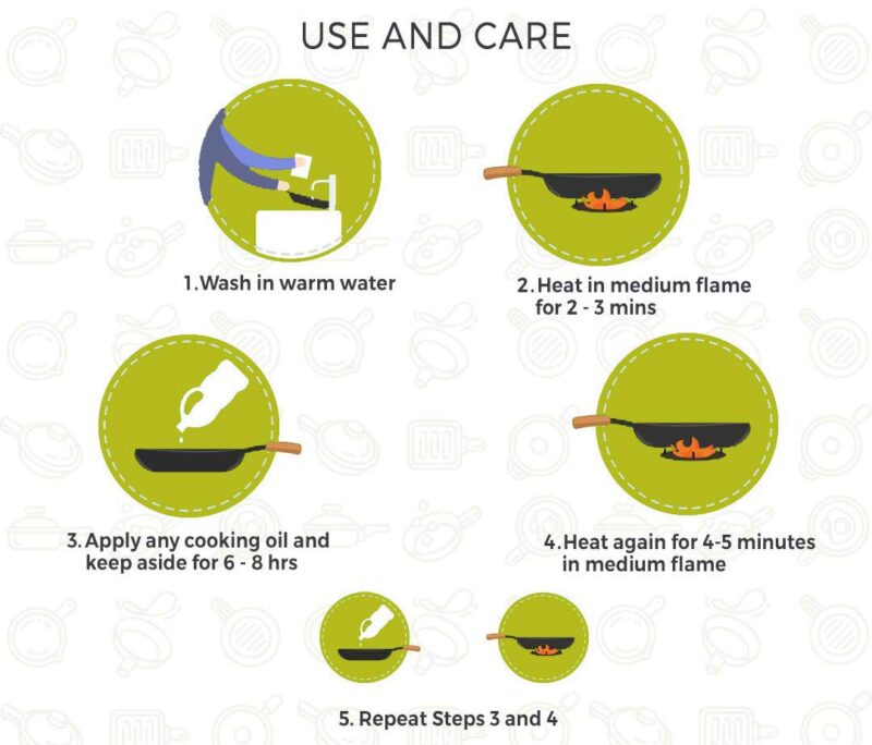 amicus Kitchen Premium Iron Tawa for Dosa Roti Chapati, Flat Iron Tava with Wooden Handle, Induction Friendly,10 Inch,1.2 Kg, Black - Image 3