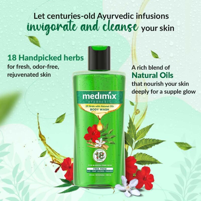 3x Medimix Ayurvedic Bodywash 18 Herbs & Natural Oils | Herbal | Paraben-free & Sulphate-free 300ml each - Pack of 3 - Image 8