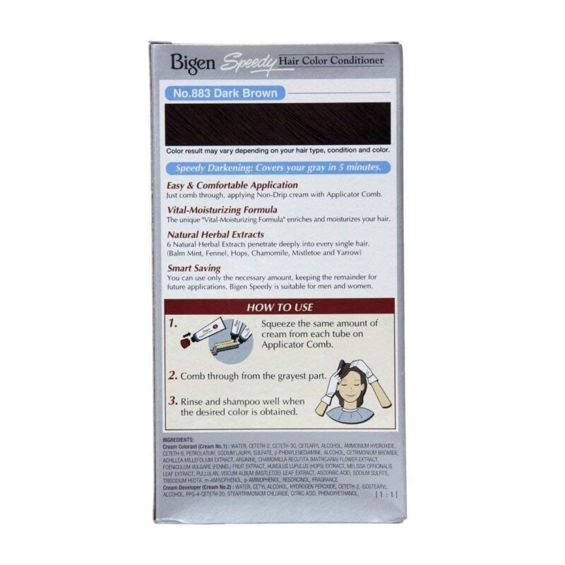 Bigen Speedy Hair Color, 40g+40g - Dark Brown 883 - Image 2