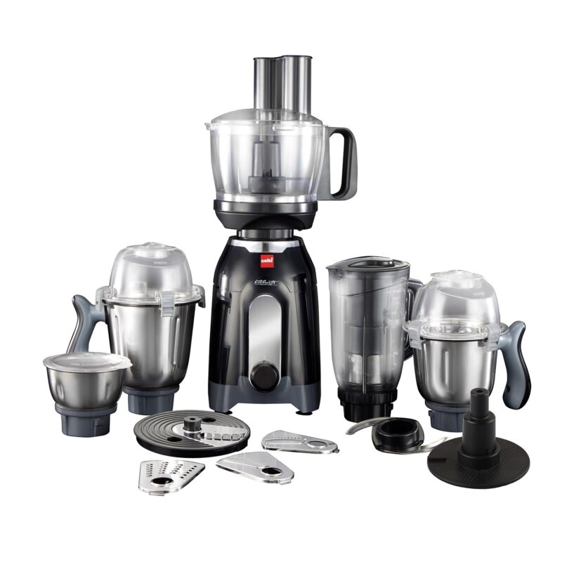 Cello Discovery Chef Mixer Grinder 5 Jars, 1000Watts | Chutney Jar, Wet Jar, Food Machine, Juicer Jar, Dry Jar | Stainless Steel Jars and Sturdy Body | 6 Additional Attachments