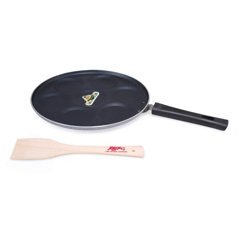 Anjali PTFE Coated Aluminium and Bakelite Mini Uttapam tawa, (7 Cavity, Black) - Image 5