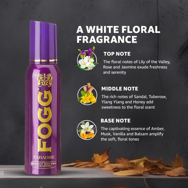 4x Fogg Paradise No Gas Deodorant for Women, Long-Lasting Perfume Body Spray, 150 ml each - Pack of 4 - Image 6
