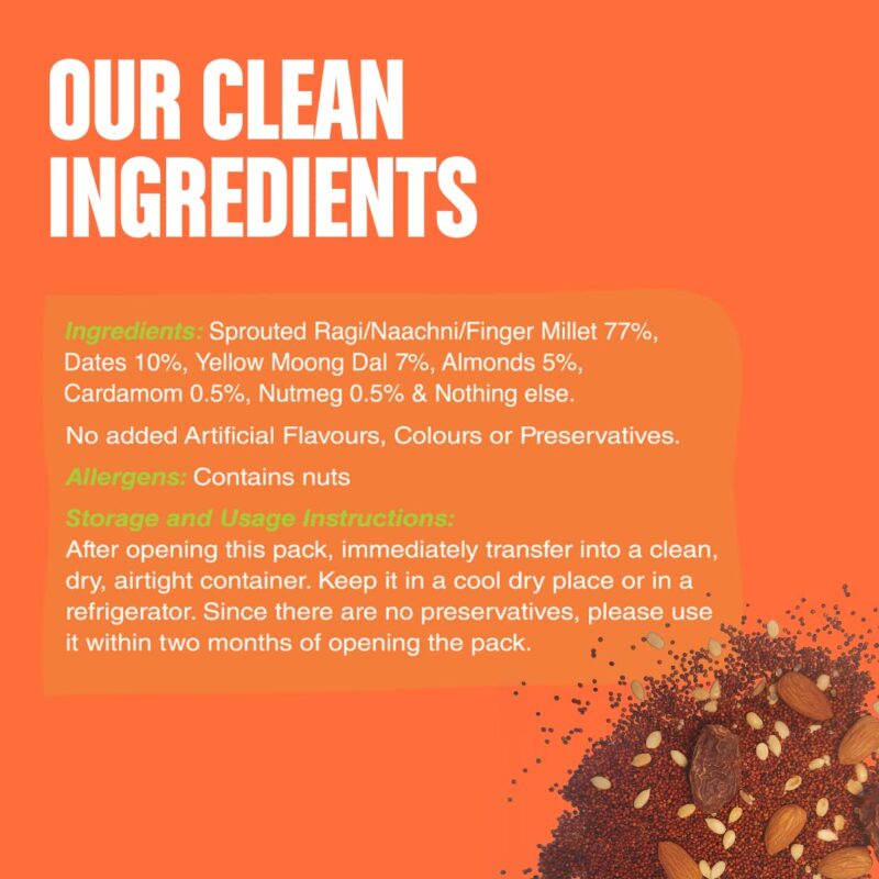 Early Foods Sprouted Ragi Almond Date Porridge Mix, 200 g - Image 5