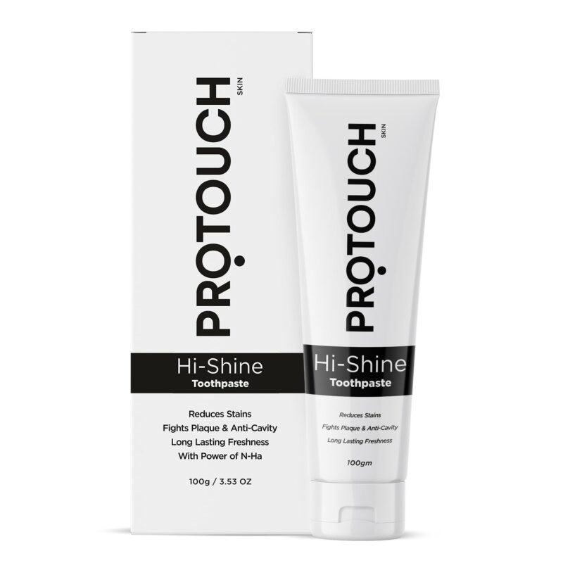 PROTOUCH Hi Shine Toothpaste | Teeth Whitening, Cavity Prevention and Superior Cleaning | With Charcoal | SLS & Fluoride Free Toothpaste with N-HA for teeth remineralization & Active Cleaning
