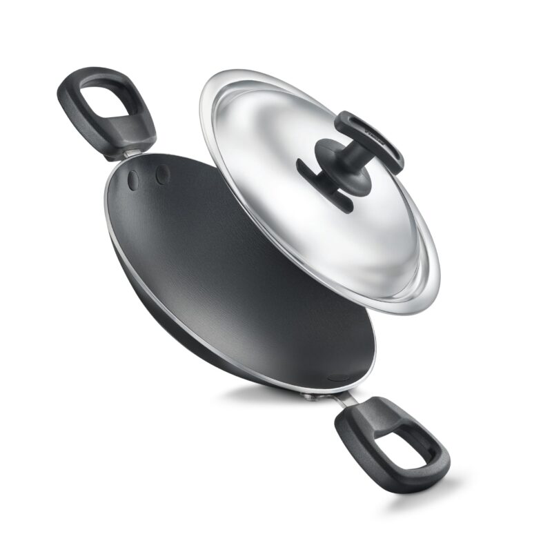 Judge by Prestige Everyday Appachatty with Lid 0.8 L Capacity 20 Cm Diameter (Aluminium|Non-Stick), Black