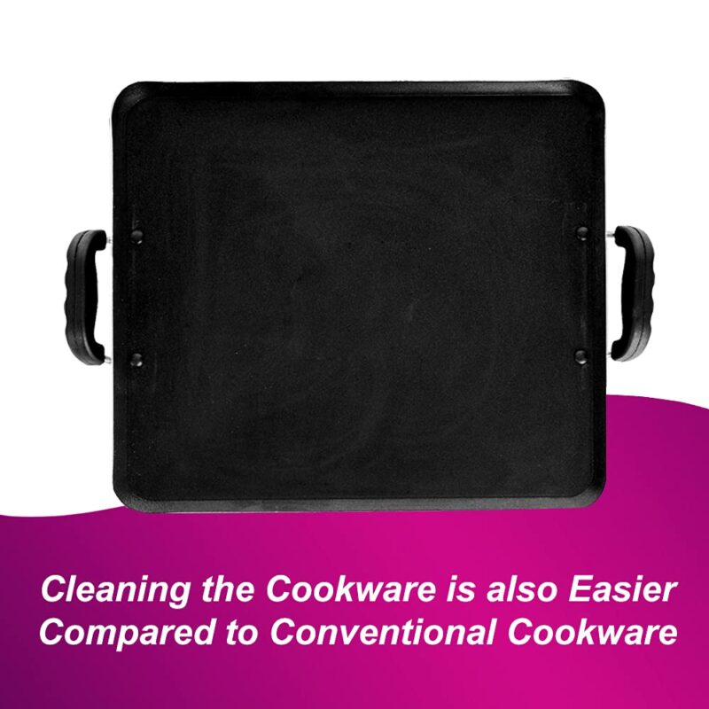 Blueberry's Nonstick Tawa, Dosa Roti Chapati Pathiri Tawa, Large Rectangular Aluminium Body, 38cm x 33cm with 4mm Thickness -Black (Pathiri Tawa) - Image 3