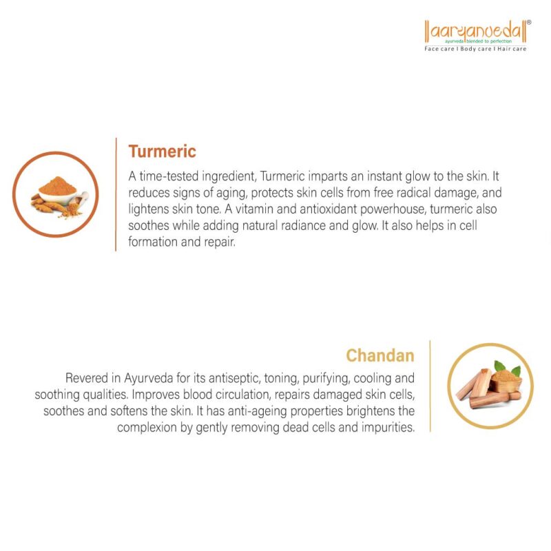 Aryanveda Haldi Chandan Herbal Bleach Cream, Infused with Haldi, Chandan, Aloe Vera, For Radiant Skin, Natural Glowing & Tan Removal, Skin Brightening, Suitable For All Skin Types - Beautiful Skin for Men and Women - 43 gm Pack of 4 - Image 3