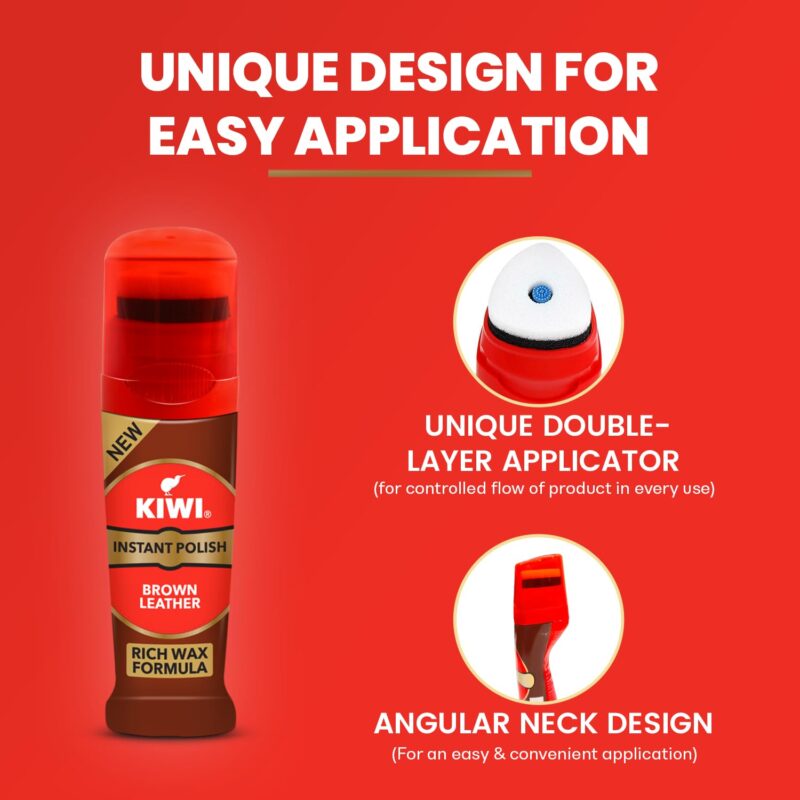 4x Kiwi Instant Polish - Brown Leather 75ml each - Pack of 4 - Image 5
