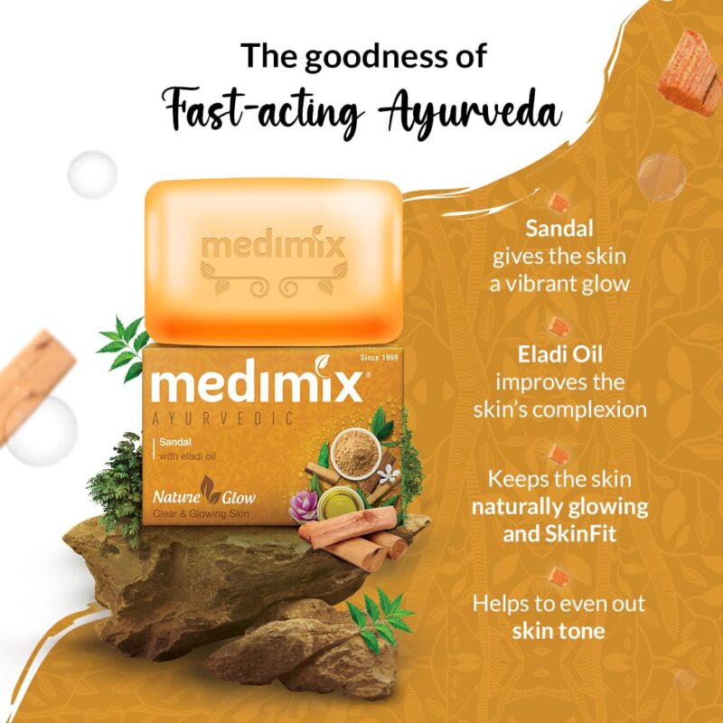 5x Medimix Ayurvedic Sandal Bathing Soap Bar With Eladi Oil 125G each - Pack of 5 - Image 5