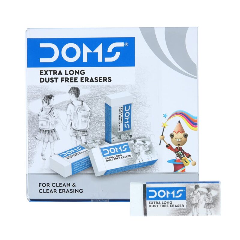 DOMS Extra-Long Dust Free Non-Toxic Eraser (Set of 20- White)