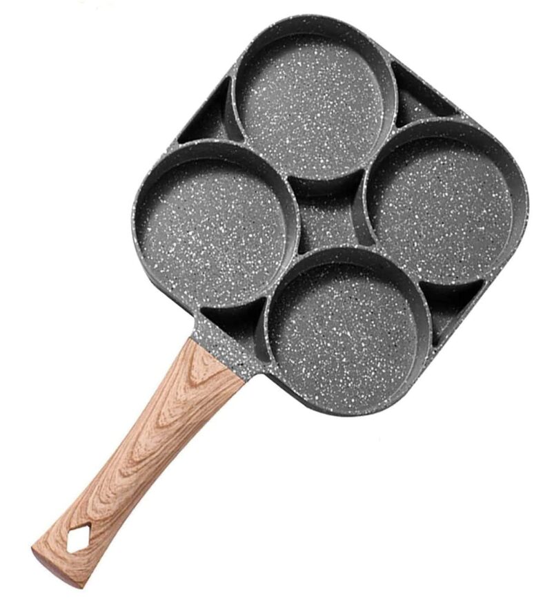 BHAVYAM Non Stick Egg Frying pan with Blocks Aluminium Fry pan for Cooking with Wooden Handle Egg Omelette pan Round with Detachable Handle (1 pcs) - Image 6