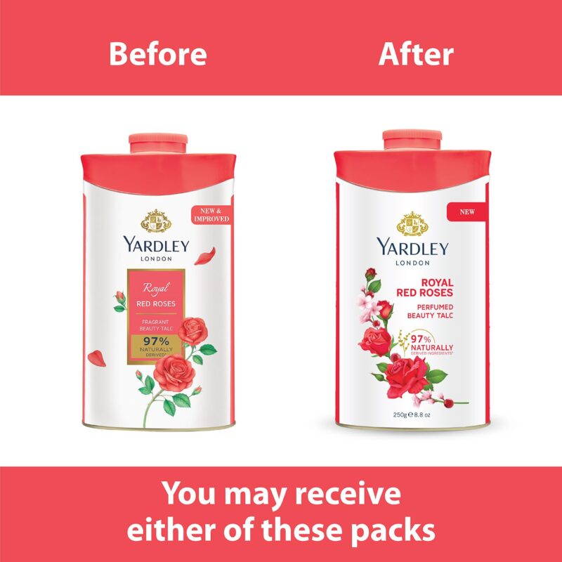 4x Yardley London Royal Red Roses Perfumed Talc| Fragrant Beauty Talc for Women| Smooth Texture| 250g - Pack of 4 - Image 9
