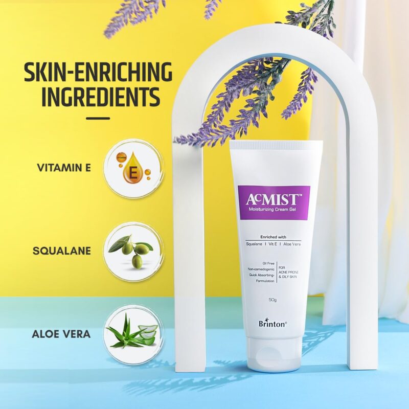 Brinton AcMist Moisturizing Cream Gel for Acne Prone and Oily Skin, Dry Skin Care Cream, 50 g - Image 6