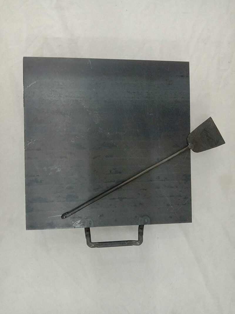 HARSITHAA TRADING COMPANY Home & Kitchenware Square Black Iron Tawa Flatsurface Dosa Kallu with oneside Iron Handle 10 inch,