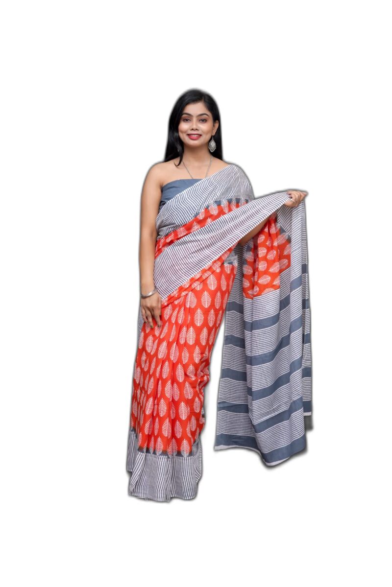 ANMOL FABRICS Women's Cotton Malmal Saree | Women Stylish Sadis | Printed Runing Blouse Piece | Sari Length 5.5 meter | Blouse Piece 1 m | Unstitched Blouse Material Free_Size_SAREE-MULTI_71
